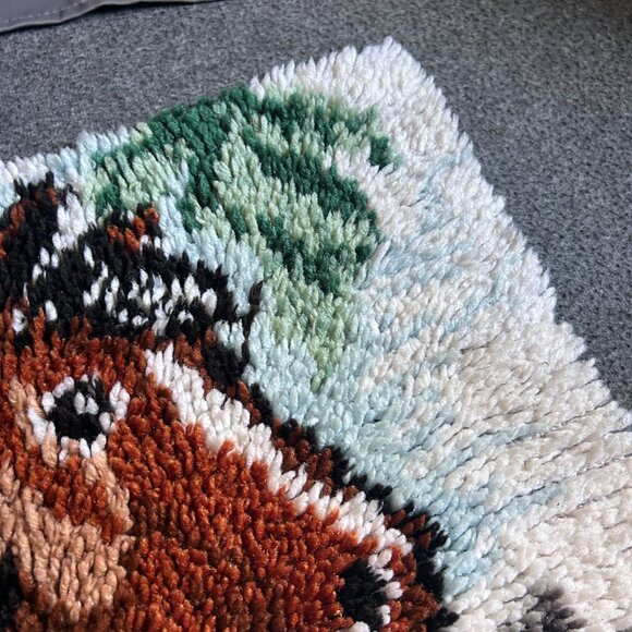 Latch Hook Rug Tapestry Horse Wall Hanging Vintage Hand Made Mid Century Modern - Picture 13 of 16